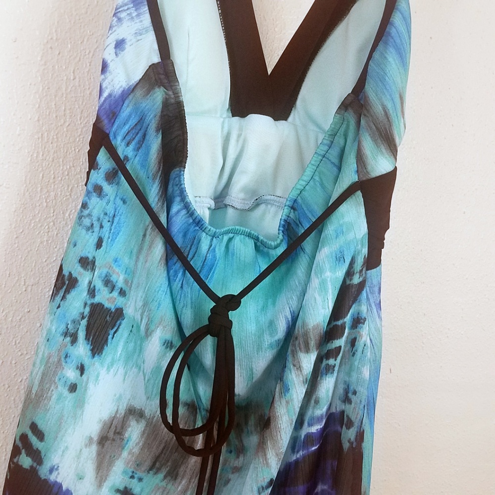 B Wear Women's Turquoise Tie Neck Tie Back Tank Top - Picture 5 of 8